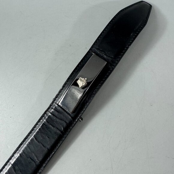 Gianni Versace Black Shiny Smooth Leather Medusa Belt, Size  display picture 2